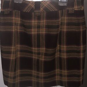 Brown plaid button up skirt